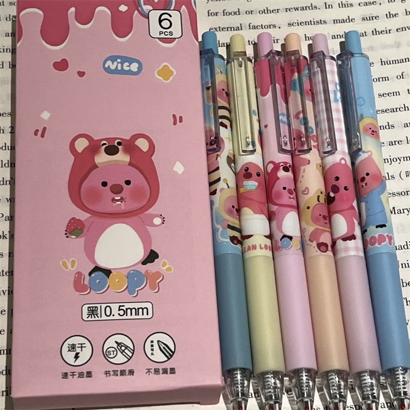 Set 6 Bút Mực gel Loopy Họa Tiết Dễ Thương Cho Học Sinh