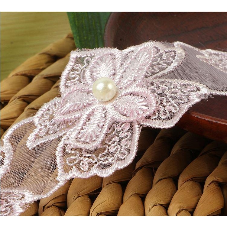 Set 10 Dây Ruy Băng Đính Ngọc Trai Giả 4.2cm Trang Trí Đám Cưới