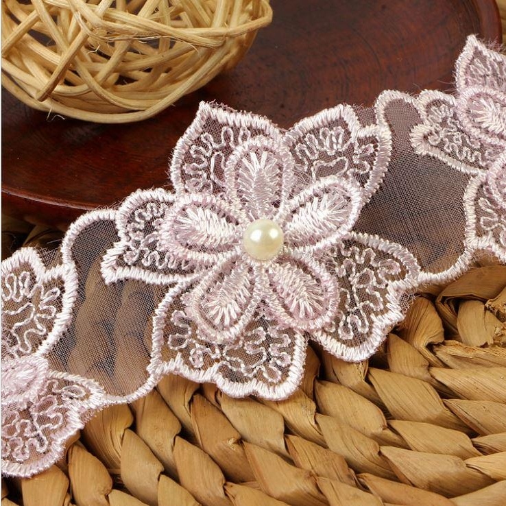 Set 10 Dây Ruy Băng Đính Ngọc Trai Giả 4.2cm Trang Trí Đám Cưới