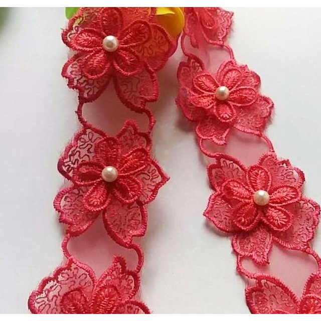 Set 10 Dây Ruy Băng Đính Ngọc Trai Giả 4.2cm Trang Trí Đám Cưới