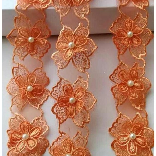 Set 10 Dây Ruy Băng Đính Ngọc Trai Giả 4.2cm Trang Trí Đám Cưới
