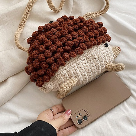 Túi Len Đeo Chéo Hình Nhím Nhỏ Cho Bé Trai Và Bé Gái