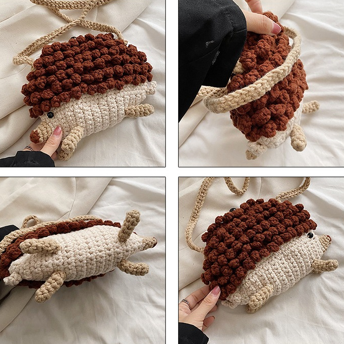 Túi Len Đeo Chéo Hình Nhím Nhỏ Cho Bé Trai Và Bé Gái