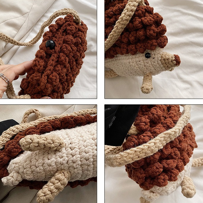 Túi Len Đeo Chéo Hình Nhím Nhỏ Cho Bé Trai Và Bé Gái