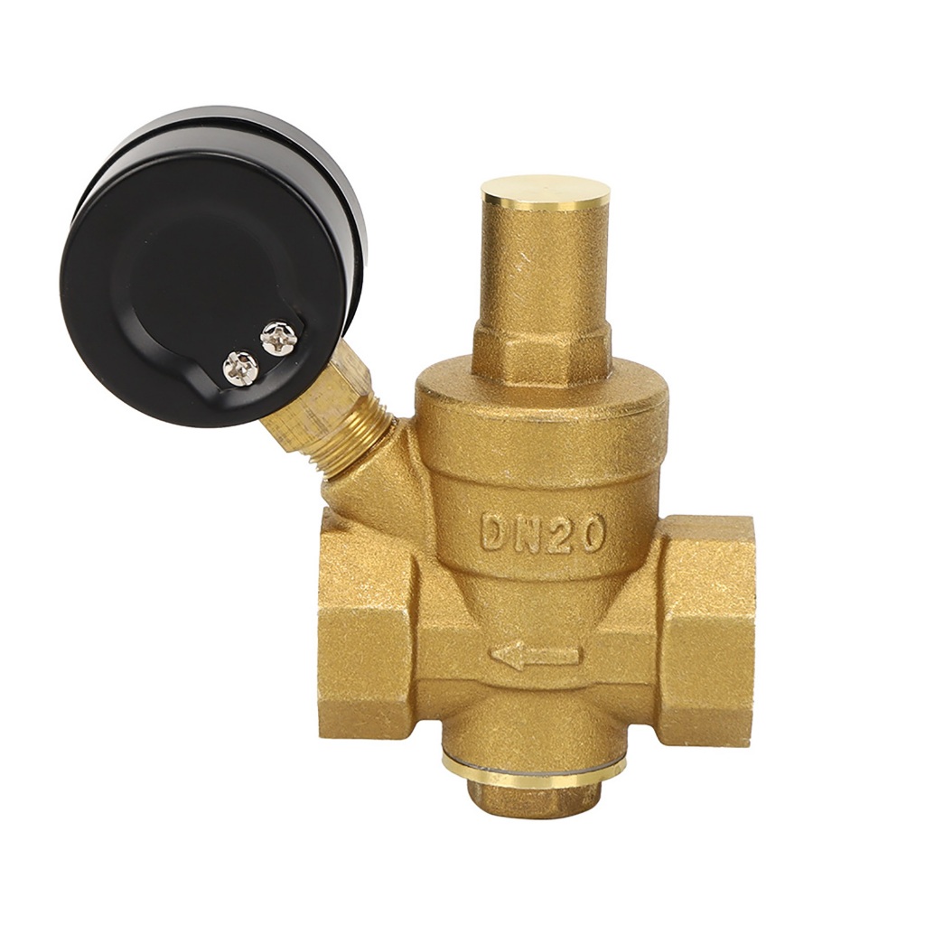 Bộ giảm áp điều chỉnh suất nước bằng đồng thau DN20 với hồ đo Dustrial L.
