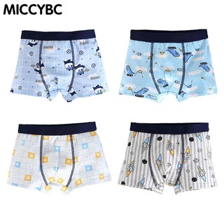 [MICCYBC]Hộp 4 quần lót boxer MICCYBC họa tiết hoạt hình cho bé trai 1-13 tuổi