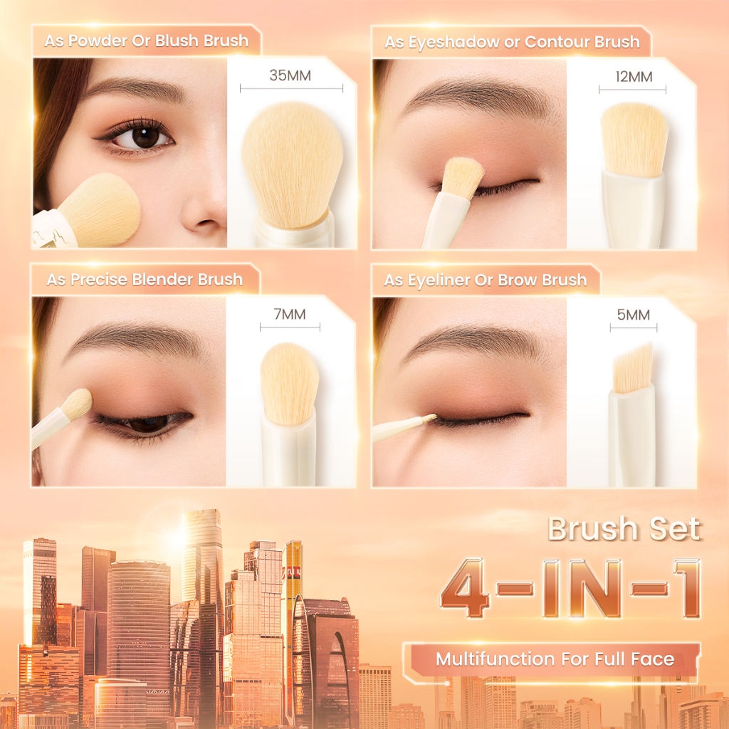 Bộ 4 cọ trang điểm FOCALLURE 4 trong 1 thiết kế thu gọn được tiện dụng