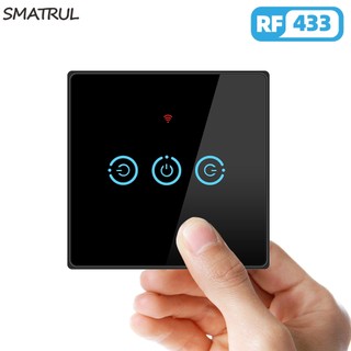 Công Tắc Điều Khiển Đèn Led Smatrul Thông Minh Không Dây Rf 433mhz 1 / 2 / 3gang
