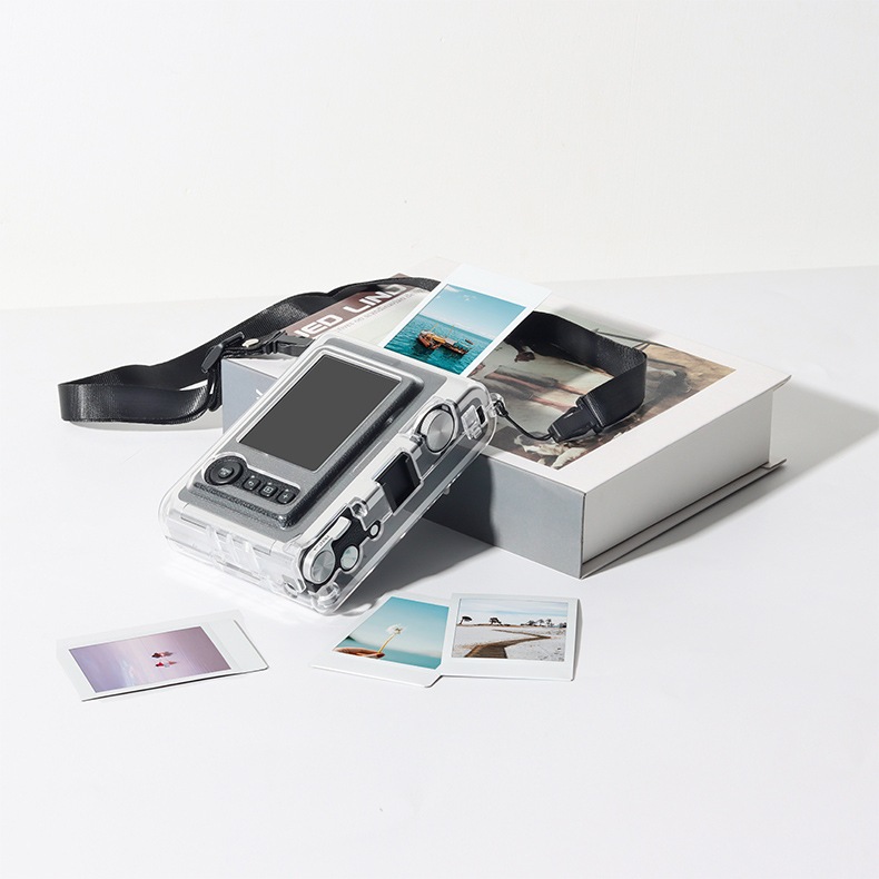 [Hàng Sẵn] Case Ốp Nhựa Trong bảo vệ máy chụp ảnh lấy liền - Vỏ bảo vệ trong suốt có dây đeo vai cho máy ảnh Fujifilm Instax Mini Evo【Carbon070】