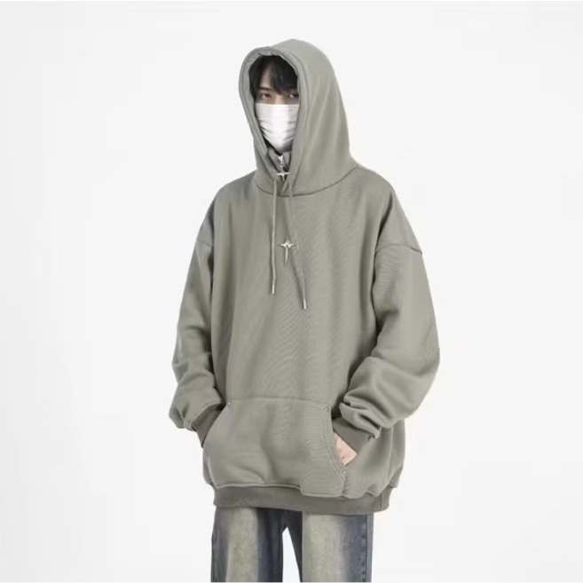Áo Hoodie Cổ Cao Dáng Rộng Phối Khóa Kéo Thời Trang áo hoodie có dây kéo Retro Mỹ hoodie zip Nam Nữ