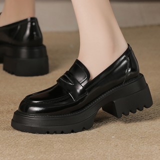 Mới giày da mũi tròn đế dày phong cách hàn quốc cho nữ size 34-40