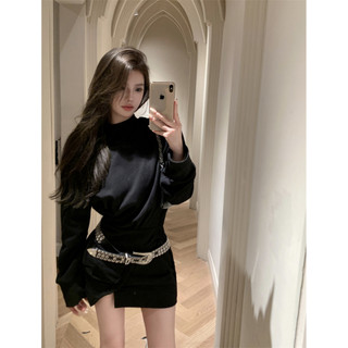 【COLORBLLIND】Đầm Nữ Tay Dài Giả Hai Lớp Xẻ Tà Thời Trang