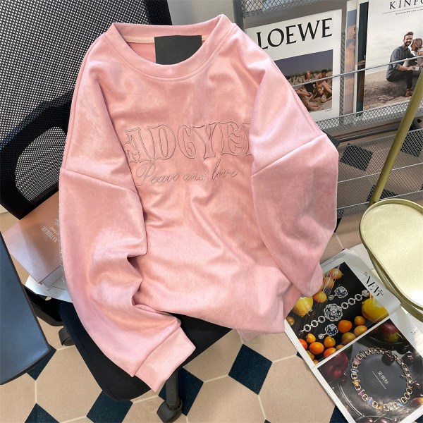 Áo sweater Dáng Rộng Thêu Hình Trái Tim Tình Yêu cupid Mùa Thu Cho Nữ