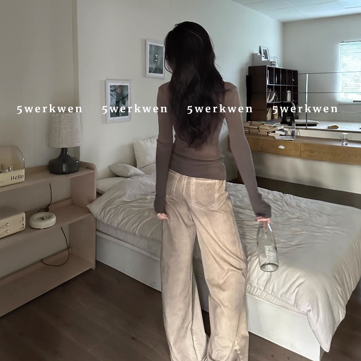 Áo sweater Dệt Kim Tay Dài Dáng Ôm Cổ Chữ v Thời Trang Mùa Thu Cho Nữ