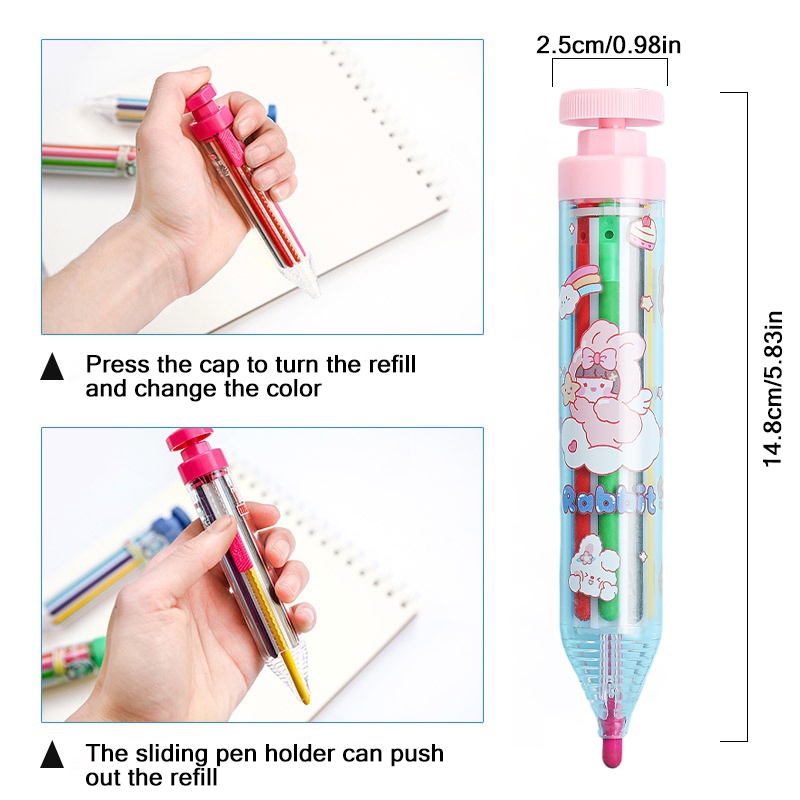 Bút Sáp Tô Màu 8 Trong 1 Dành Cho Bé, Sẽ không làm bẩn tay bạn, nhấn công tắc đầu để xoay