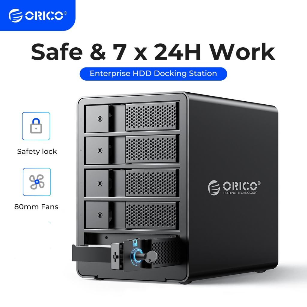Hộp Đựng Ổ Cứng Rời ORICO 5 Bay USB 3.0 SATA Cho 2.5 / 3.5 inch HDD SSD Hỗ Trợ 80TB (5X16Tb) 150W Chip Kép (9558U3)