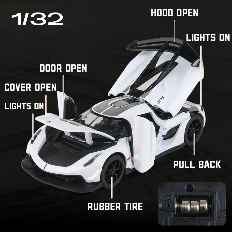 Mô Hình Xe Hơi koenigsegg jefko Hiệu Ứng Ánh Sáng Và Âm Thanh Bằng Hợp Kim Tỉ Lệ 1: 32 Làm Quà Sinh Nhật Cho Bé Trai