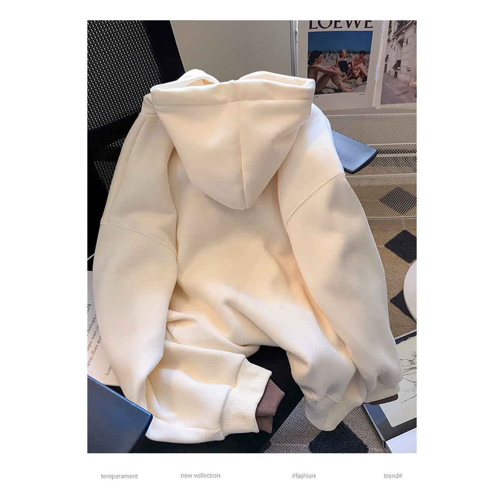 Áo Hoodie Vải Bông Dày Dặn Ấm Áp Thời Trang Mùa Đông Cho Nữ