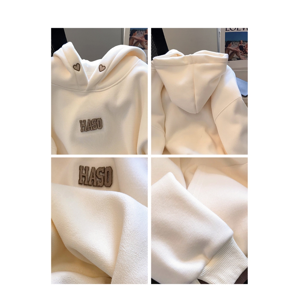 Áo Hoodie Vải Bông Dày Dặn Ấm Áp Thời Trang Mùa Đông Cho Nữ