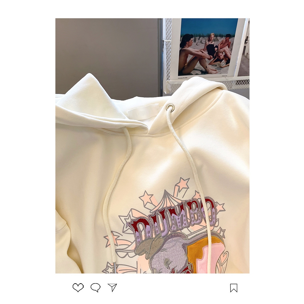 Áo Hoodie Vải Lông Thêu Hình Cô Gái Dễ Thương