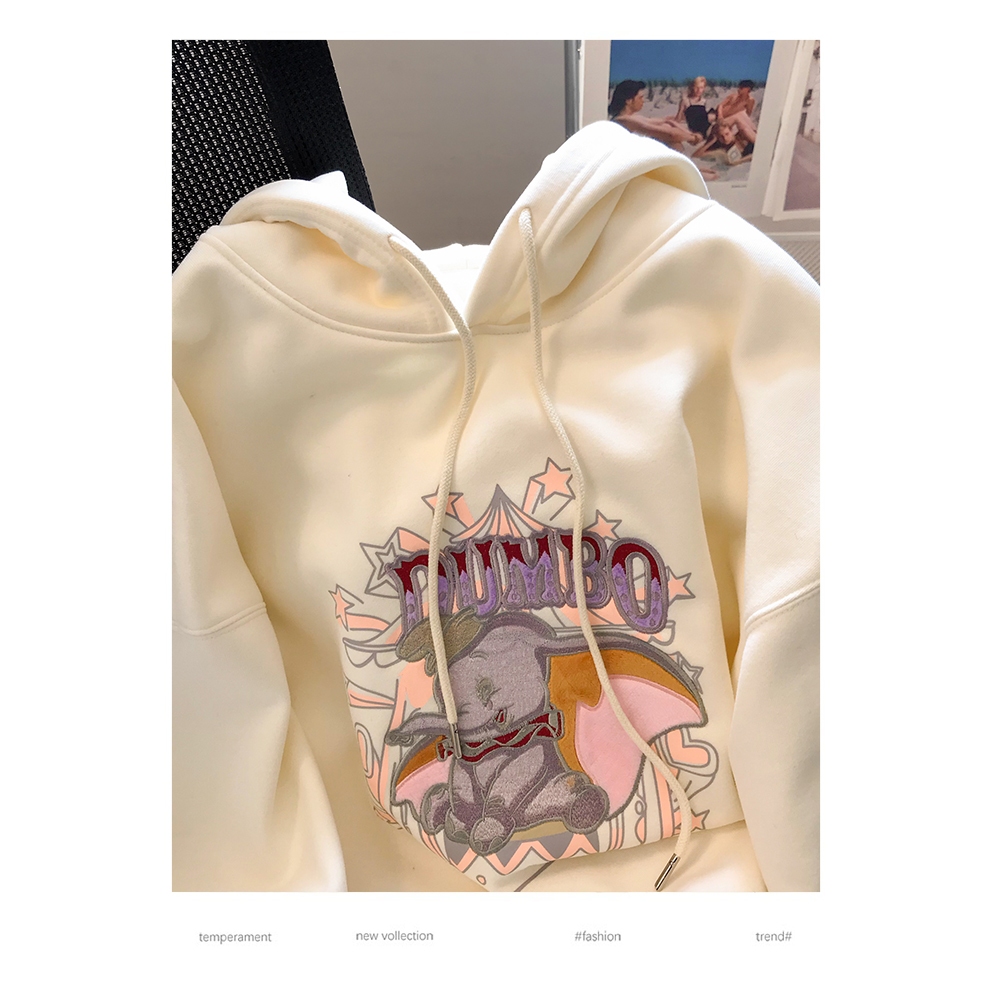 Áo Hoodie Vải Lông Thêu Hình Cô Gái Dễ Thương