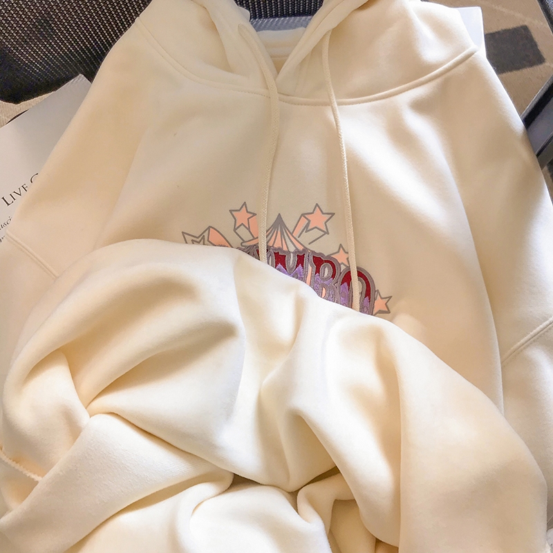 Áo Hoodie Vải Lông Thêu Hình Cô Gái Dễ Thương