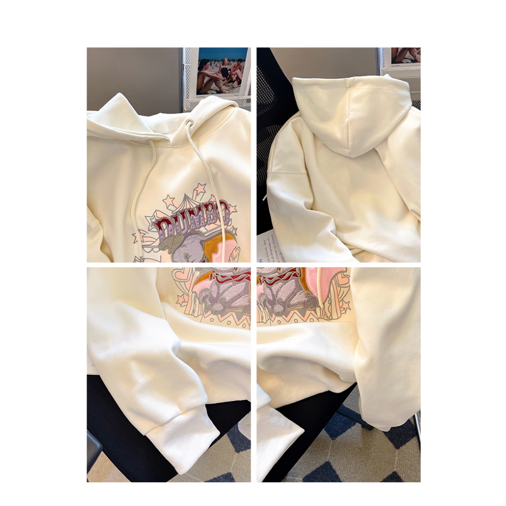 Áo Hoodie Vải Lông Thêu Hình Cô Gái Dễ Thương
