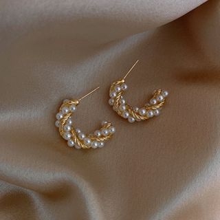 Bông tai Bạc 925 Đính Kim Cương & Ngọc Trai Thời Trang Phong Cách Hàn Quốc Cho Nữ