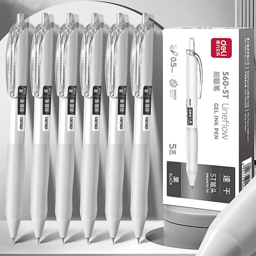 Deli A575 0.5mm bút gel màu đen đỏ đen bút mực học sinh bút viết trơn trường cung cấp văn phòng