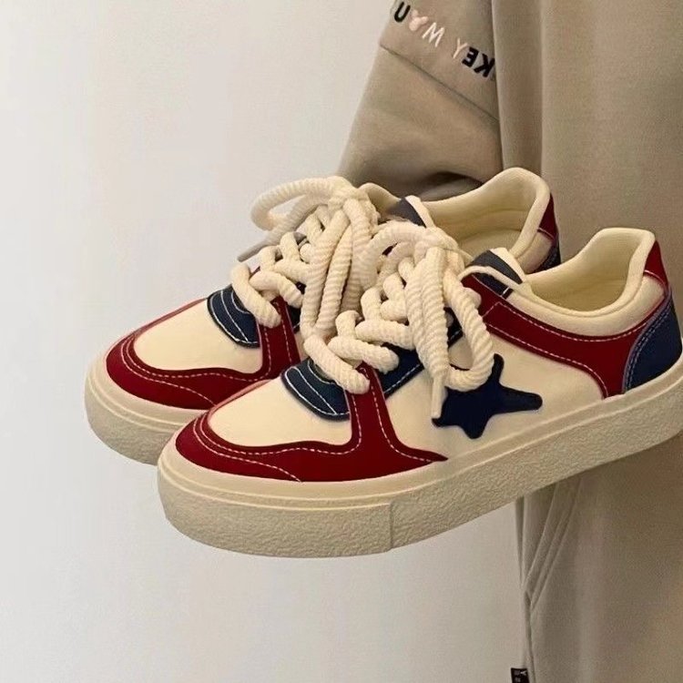 Giày Thể Thao Trắng Cổ Thấp In Hình Ngôi Sao Thời Trang Phong Cách retro