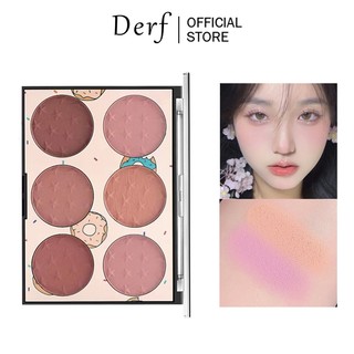 Phấn má Derf bảng phấn má hồng 6 ô nội địa trung makeup cam nâu hồng