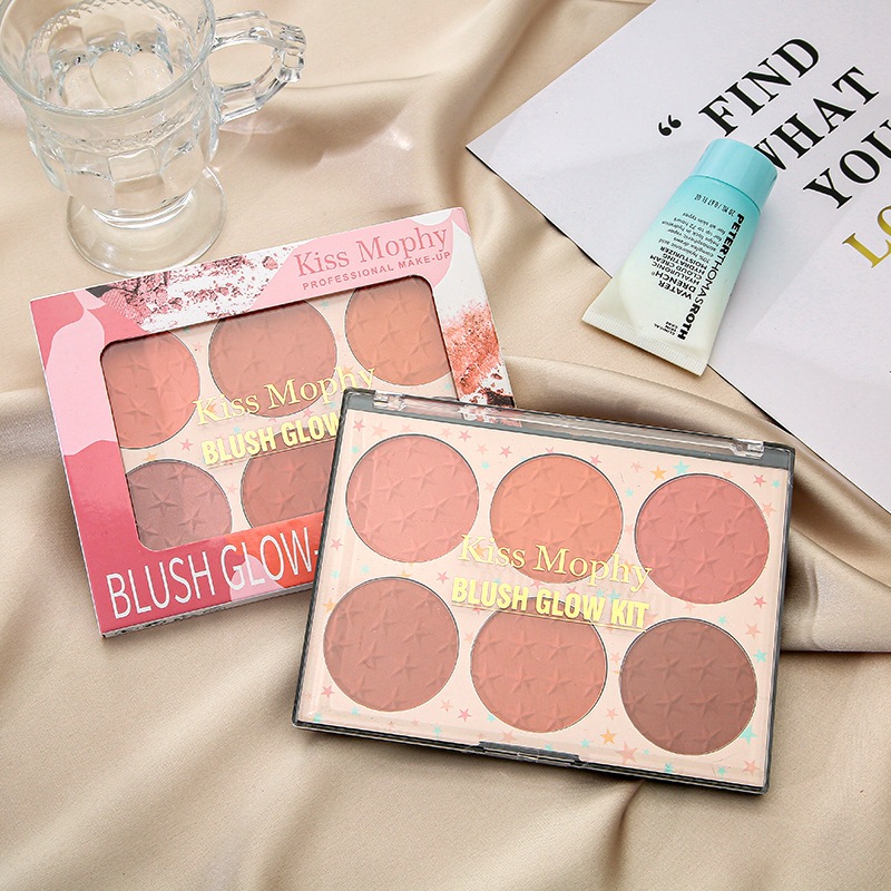 Phấn má Derf bảng phấn má hồng 6 ô nội địa trung makeup cam nâu hồng