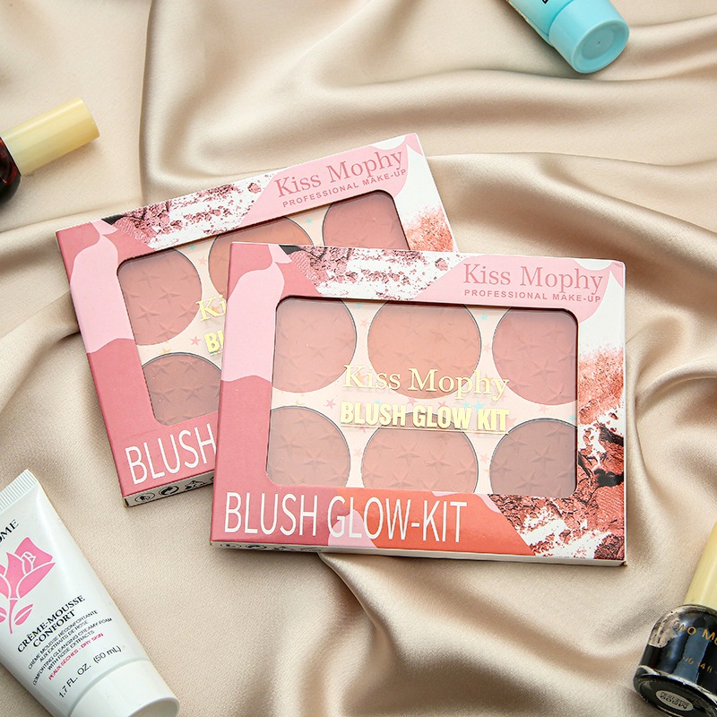 Phấn má Derf bảng phấn má hồng 6 ô nội địa trung makeup cam nâu hồng