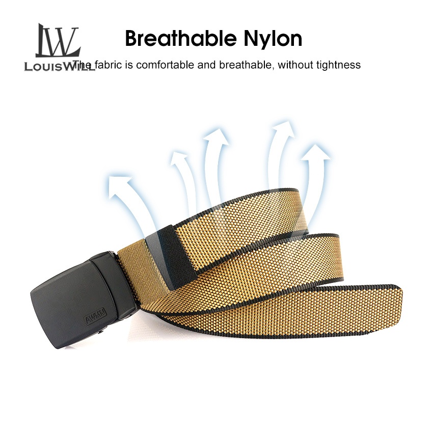 Louiswill Thắt Lưng nylon Hai Màu Nút Xoay 360 Độ Có Thể Điều Chỉnh Thời Trang Dành Cho Nam