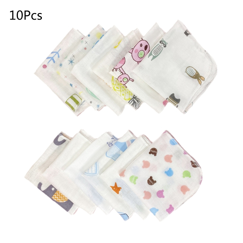 Set 10 Khăn Lau Hai Lớp Họa Tiết Hoạt Hình Cho Bé