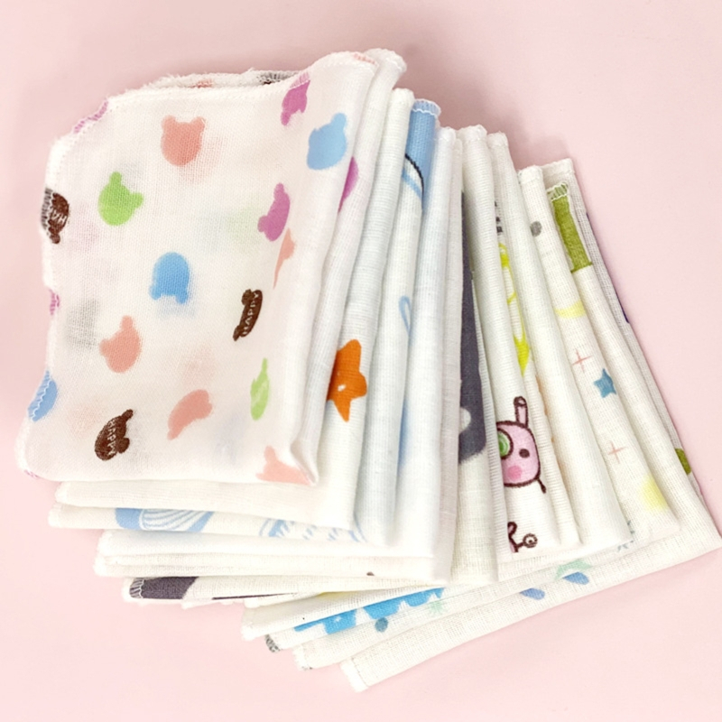 Set 10 Khăn Lau Hai Lớp Họa Tiết Hoạt Hình Cho Bé