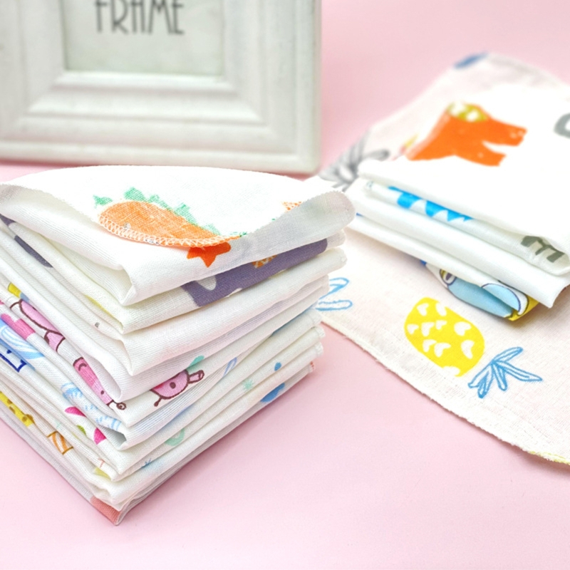 Set 10 Khăn Lau Hai Lớp Họa Tiết Hoạt Hình Cho Bé