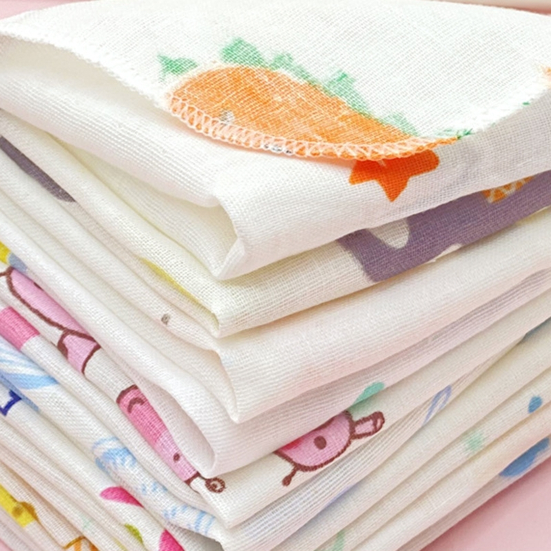 Set 10 Khăn Lau Hai Lớp Họa Tiết Hoạt Hình Cho Bé