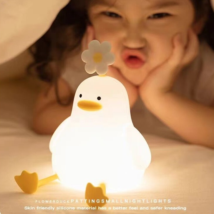 Hoạt Hình Đèn Ngủ Hình Vịt Và Hoa Có Thể Sạc Lại Cho Phòng Trẻ Em