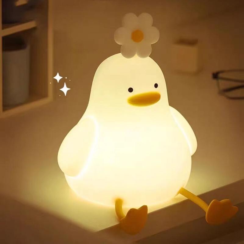 Hoạt Hình Đèn Ngủ Hình Vịt Và Hoa Có Thể Sạc Lại Cho Phòng Trẻ Em