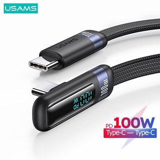 Cáp sạc nhanh USAMS góc vuông PD 100W hiển thị kỹ thuật số thích hợp cho IP15 1phone IPd USB Type C Android