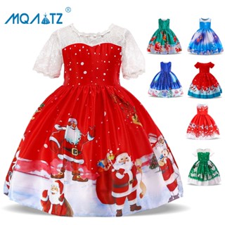 Mqatz Váy Giáng Sinh Trang Phục Đỏ Trẻ Em Bé Gái Trẻ Em Bé Gái Ông Già Noel Công Chúa Váy Cosplay Đảng Quần Áo 2-10 Tuổi SD038