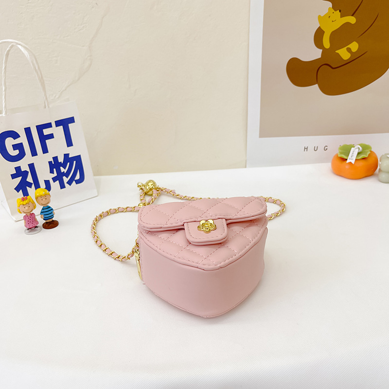 Túi Da PU Đeo Chéo Mini Hình Trái Tim Đựng Tiền Xu Dành Cho Bé Gái