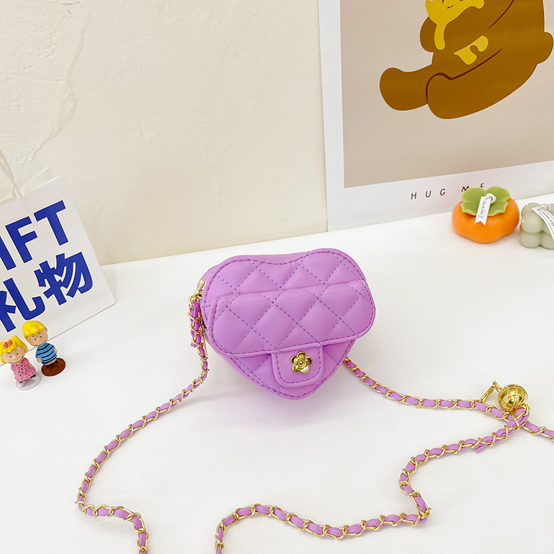 Túi Da PU Đeo Chéo Mini Hình Trái Tim Đựng Tiền Xu Dành Cho Bé Gái