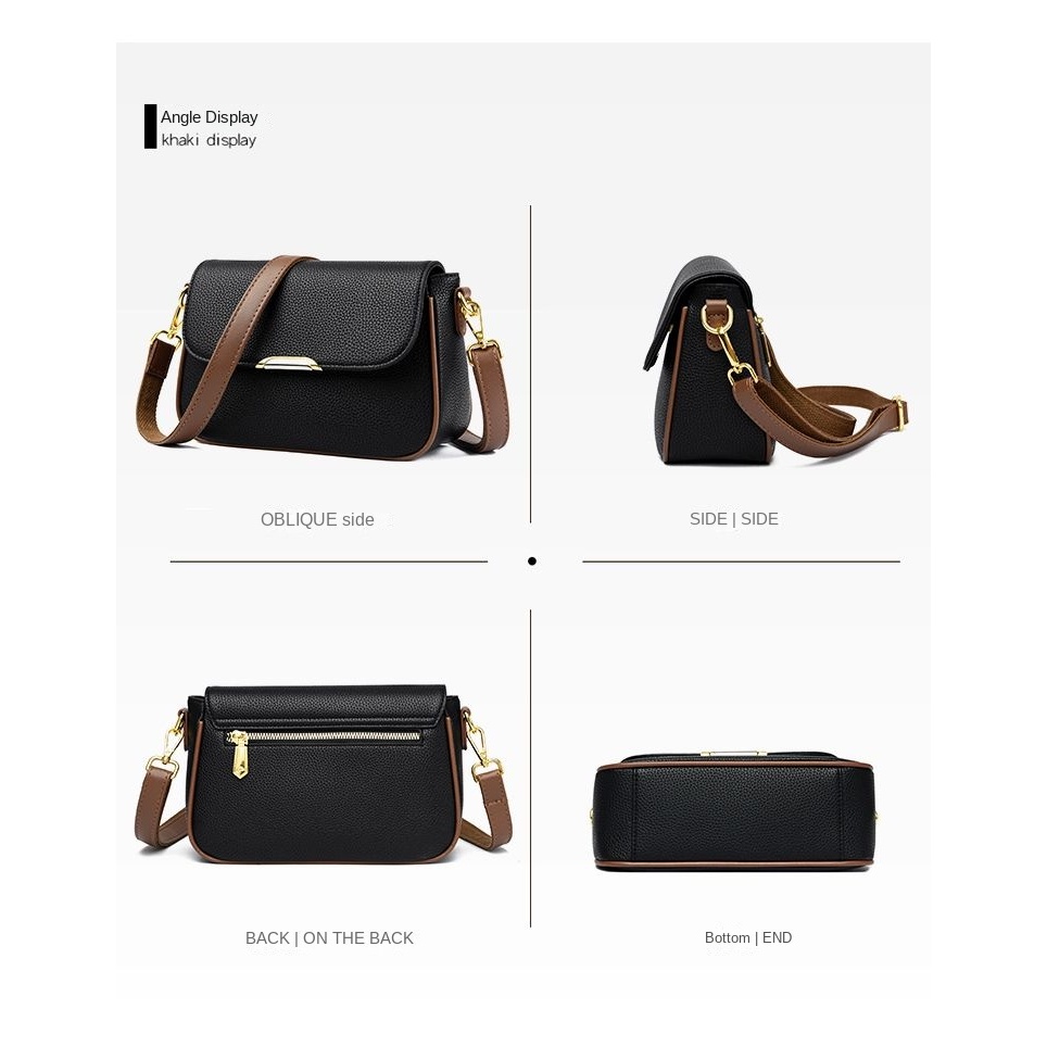 Túi Đeo Chéo Da Thật Dáng Vuông Nhỏ Màu Trơn Đơn Giản Dễ Phối Đồ Thời Trang Cho Bạn Gái