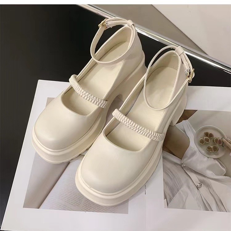 STREET STUDIO  giày búp bê đế cao lolita giày Mary Jane Đế da mềm đế thời trang FLF23A0XX8 44Z231030