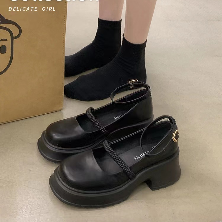 STREET STUDIO  giày búp bê đế cao lolita giày Mary Jane Đế da mềm đế thời trang FLF23A0XX8 44Z231030