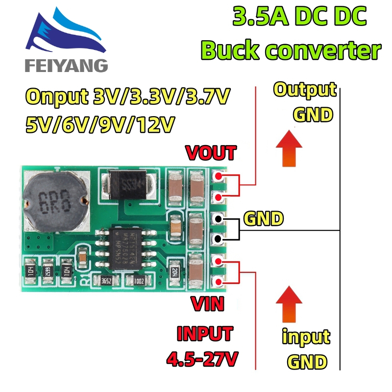 Bảng Mạch Giảm Áp SM 3.5A DC-DC Từ 4.5V-27V Xuống 3V 3.3V 3.7V 5V 6V 7.5 9V 12V DD2712sa