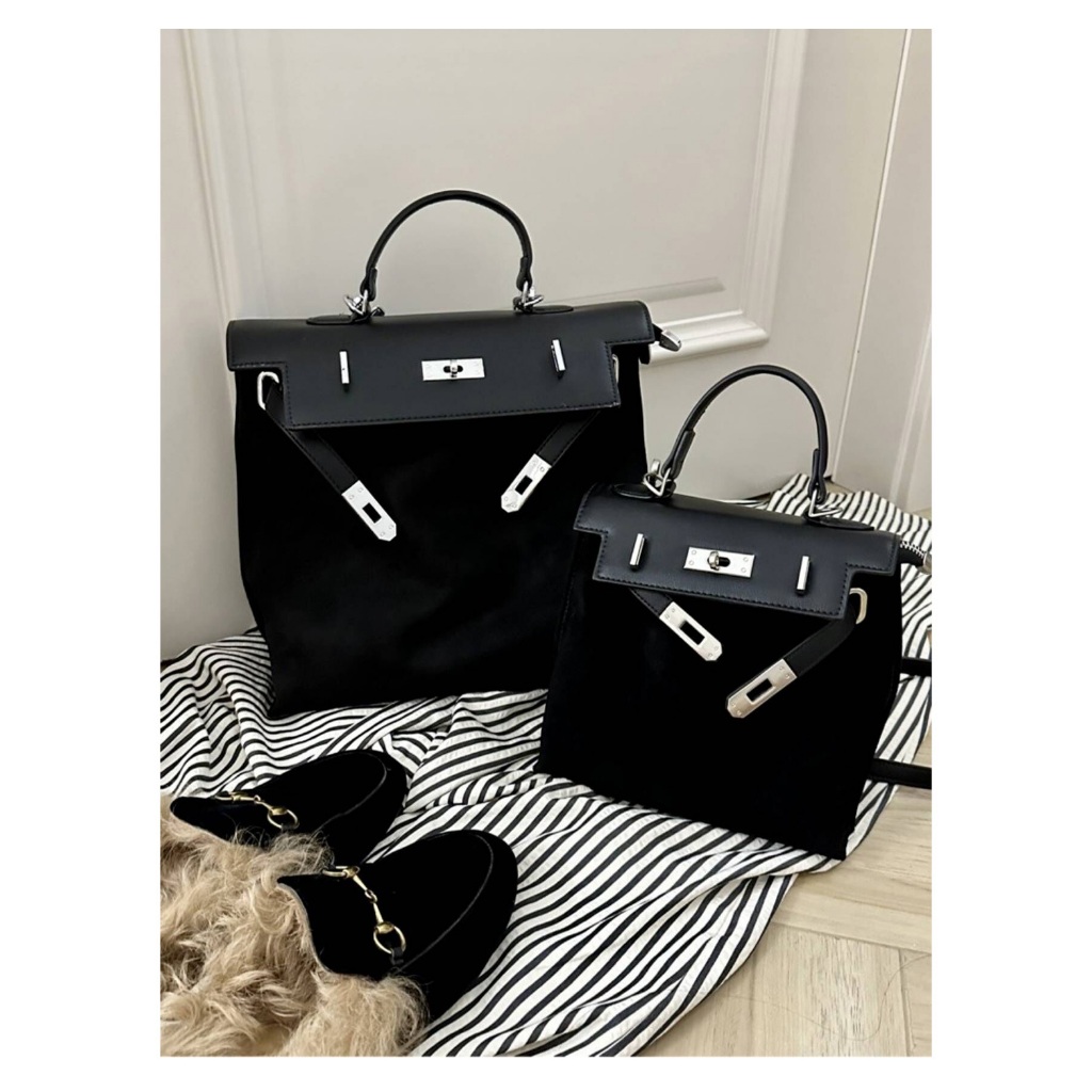 SHI CHEN Balo Da Lộn Cỡ Lớn Màu Trơn Phong Cách retro Thời Trang Thu Đông