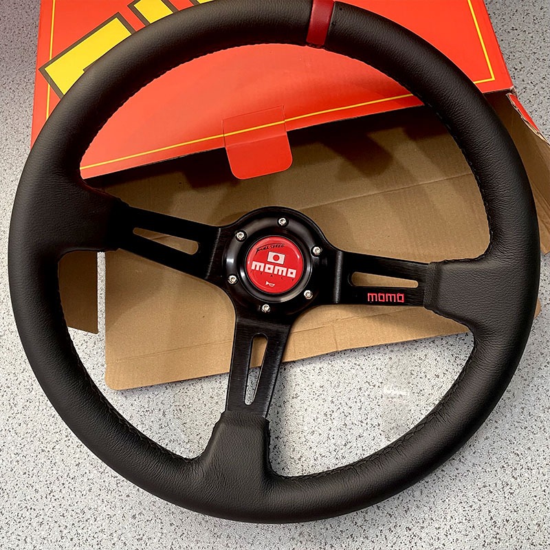 Momo Vô Lăng Xe Hơi Thể Thao Bằng Da Thật 6 Lỗ 70mm 14inch 350mm Phong Cách Nhật Bản